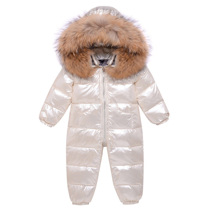 Baby Unisex Duck Down Snowsuit – One-Piece Winter Down Jacket Jumpsuit