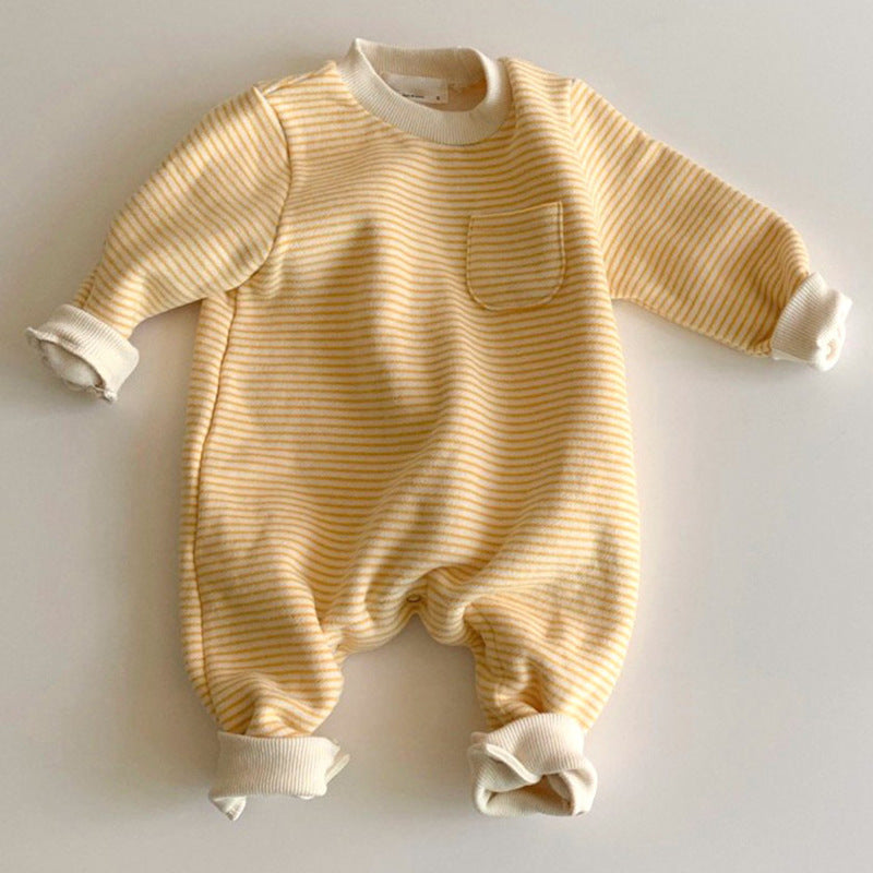 Warm Striped Cotton Jumpsuit for Babies & Toddlers – Cozy Long Sleeve One-Piece
