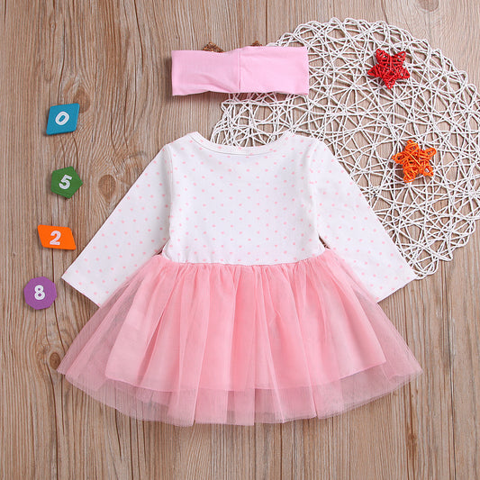 Baby Girl's "One" Donut Tutu Dress Set with Gold Sequin Headband | First Birthday Party Outfit