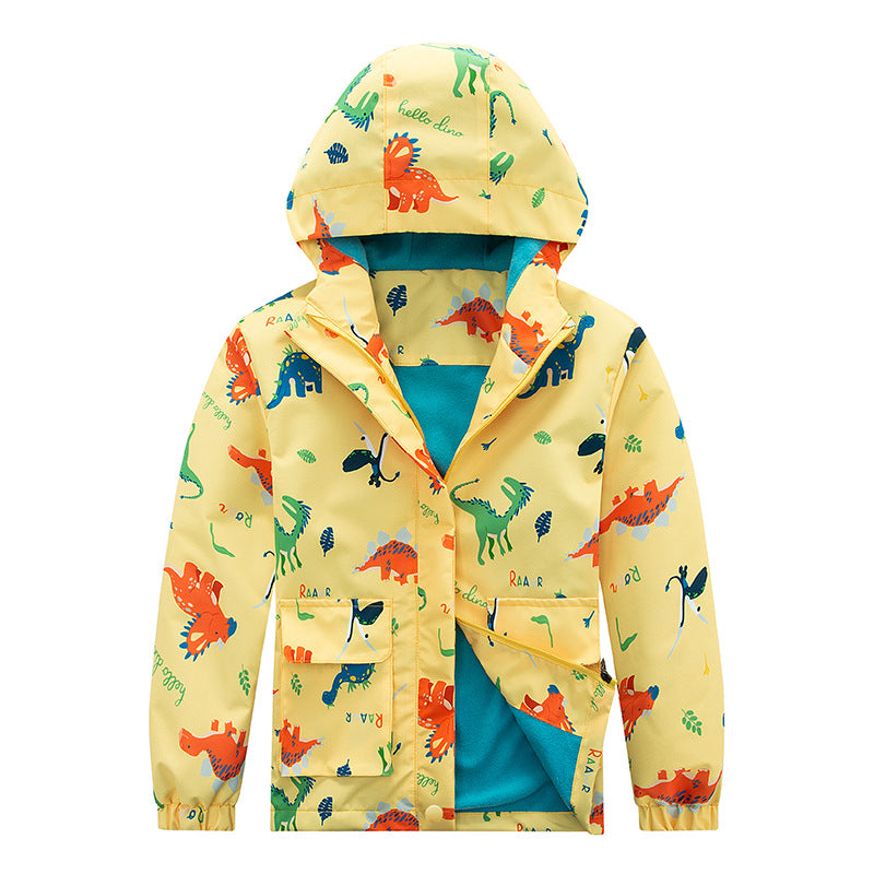 Kids Hooded Waterproof Jacket with Fleece Lining