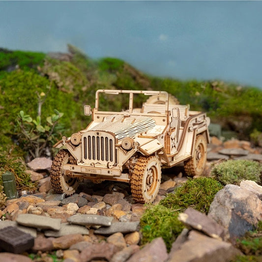 ROKR 3D Wooden Army Jeep Puzzle – DIY Model Kit for Teens & Adults (MC701)
