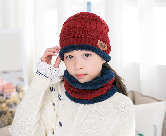 Kids Fleece-Lined Knit Beanie + Neck Warmer Set