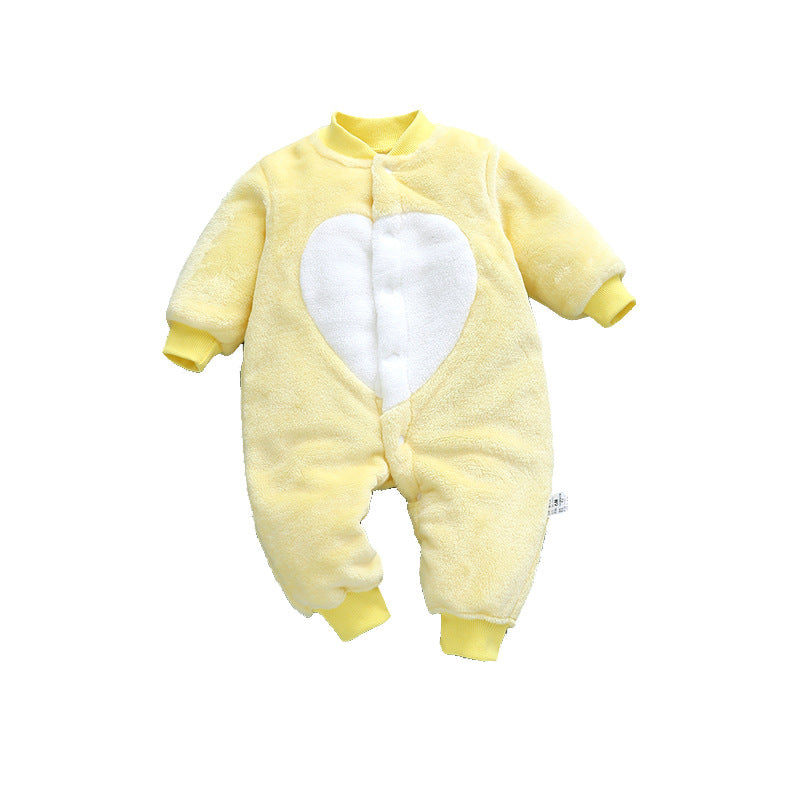 Cozy Fleece Baby Romper – Warm Cartoon Print Footless Jumpsuit for Newborns & Infants (0–24 Months)