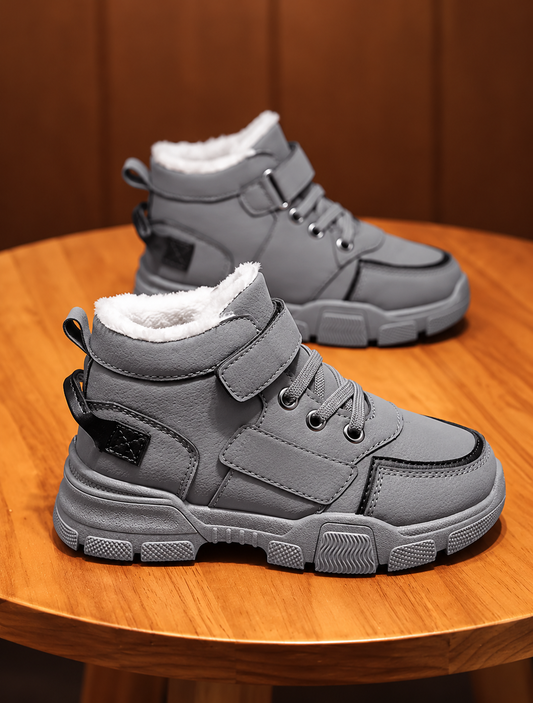 Plush-Lined Chunky Ankle Winter Boots for Kids