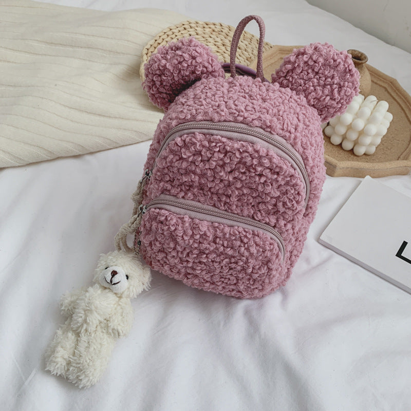 Plush Cartoon Mini Backpack for Kids (Bear/Bunny Ears) – Soft Toddler – Kin & Nest
