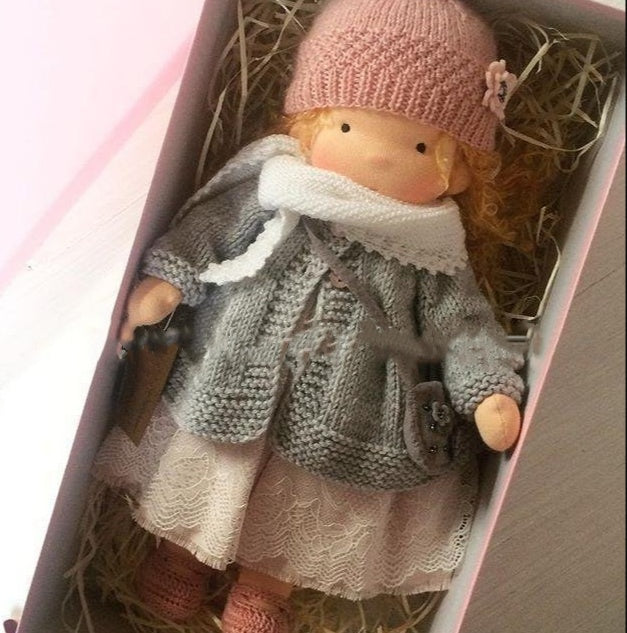 Handmade Curly Girl Plush Doll – 30cm Velvet Stuffed Toy with Clothes