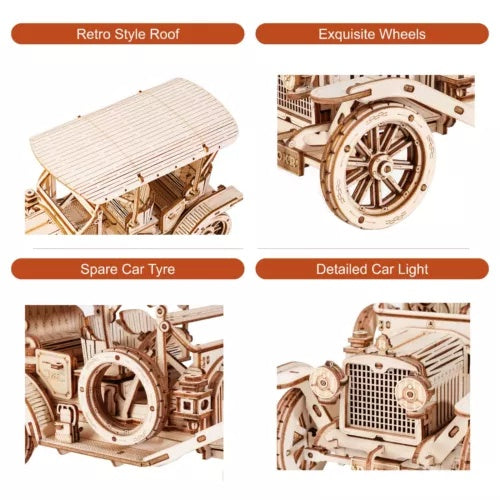ROKR 3D Wooden Vintage Car Puzzle – DIY Mechanical Model for Teens & Adults (MC801)
