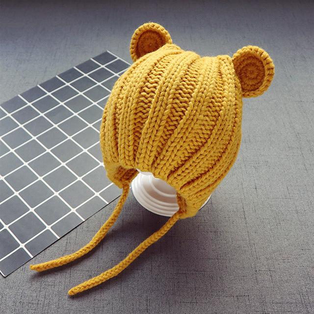 Baby & Toddler Knit Bear Ear Hat with Ear Flaps