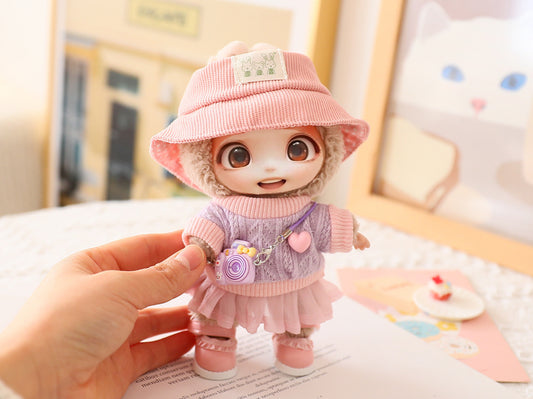 5-Piece Doll Clothes & Accessories Set – Hat, Shoes & Outfit for 15–17cm LABUBU Dolls
