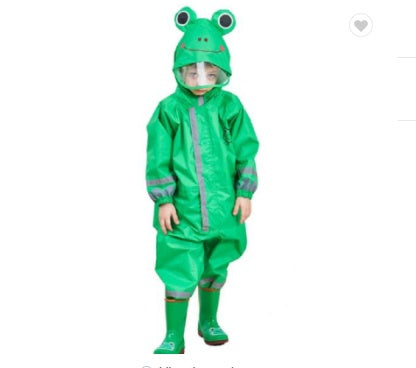 Animal Character One-Piece Rain Suit for Kids – Full-Body Waterproof Coverall