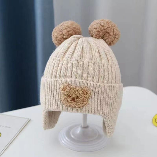 Baby & Toddler Teddy Bear Patch Rib-Knit Earflap Beanie