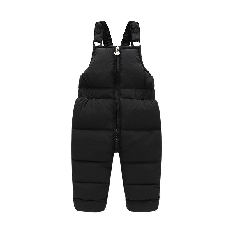 Kids Puffer Bib Overalls – Zip Front, Solid Color