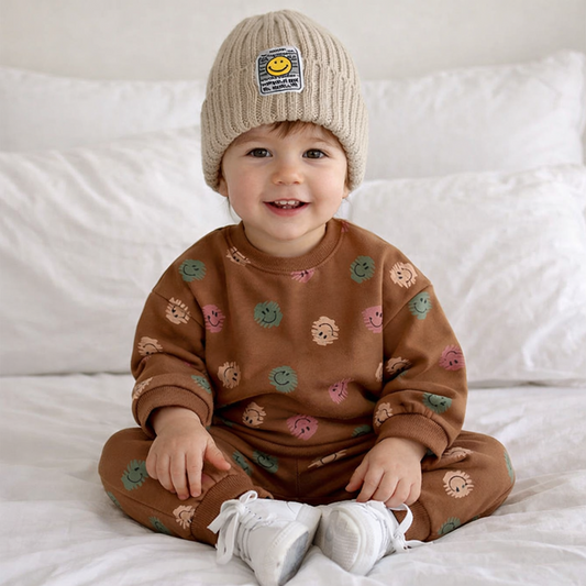 Baby Bear Embroidered Sweatshirt & Pants Set – Soft Cotton Two-Piece Outfit