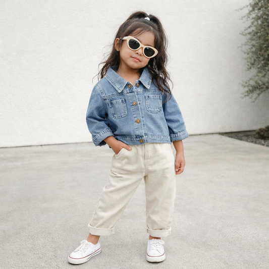Baby Denim Jacket with Double Pockets – Soft Cotton Button Jacket (Ages 6–24 Months)