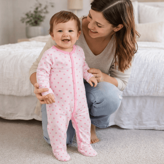 Baby Footed Pajama Romper – Soft Cotton Long-Sleeve Sleeper with Snap Front for Newborns & Infants (3–12 Months)