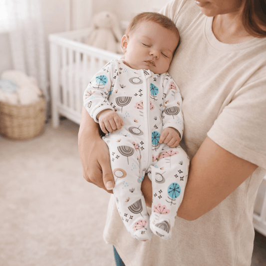 Baby Footed Sleeper Romper – Long Sleeve Zip-Up with Printed Floral, Newborn–6 Months
