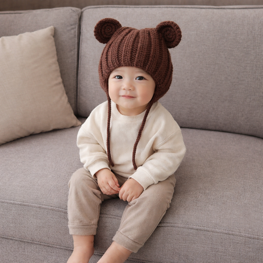 Baby & Toddler Knit Bear Ear Hat with Ear Flaps