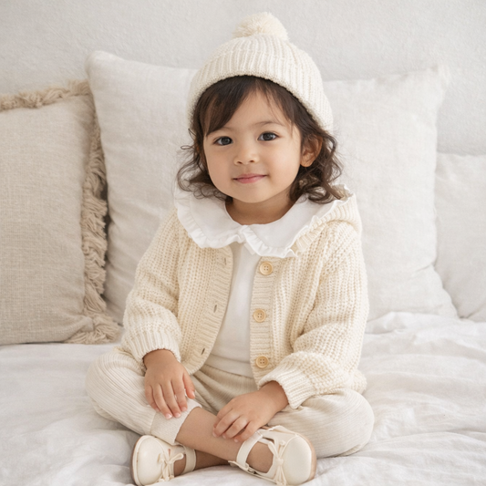 Baby Knit Cardigan Sweater with Hood – Soft Button-Front Coat (Ages 0–3 years)