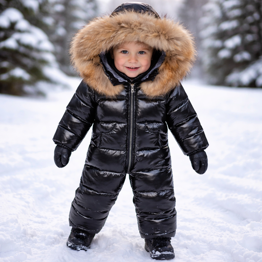 Baby Unisex Duck Down Snowsuit – One-Piece Winter Down Jacket Jumpsuit