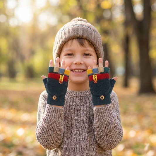 Cozy Half-Finger Kids Gloves – Warm Knit Writing Gloves for Fall & Winter
