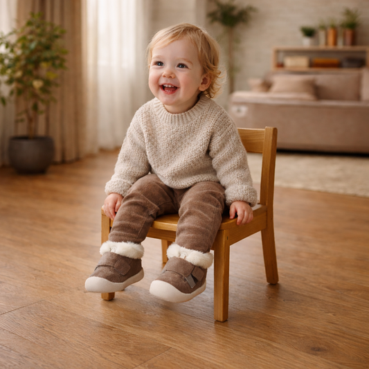 Cozy Toddler Winter Shoes with Fur Lining – Non-Slip Velcro Baby Sneakers