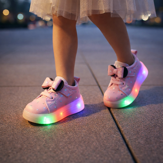 Girls’ Bow Light-Up Sneakers – LED Glow, Breathable & Non-Slip (Toddler)