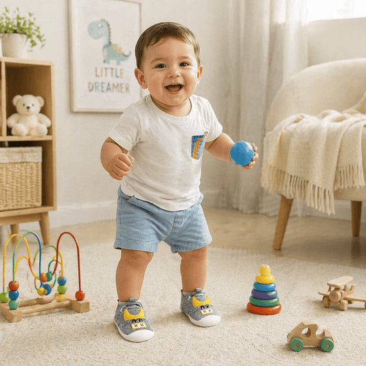 Houndstooth Plaid Pre-Walker Baby Sneakers with 3D Monster Face | Soft Sole in Black, Beige & Pink