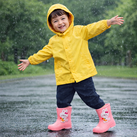 Kids’ Pink Bunny Rain Boots – Waterproof, Non-Slip, Soft & Lightweight (Toddler)