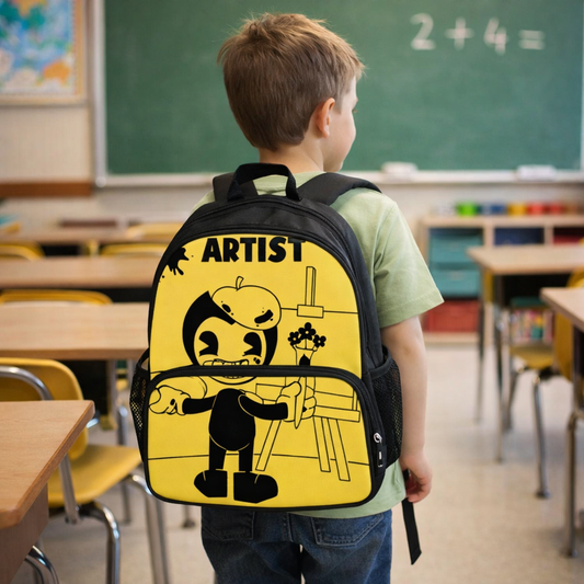 Kids School Backpack (Lightweight Polyester) – Cartoon Print Bookbag with Front Pocket