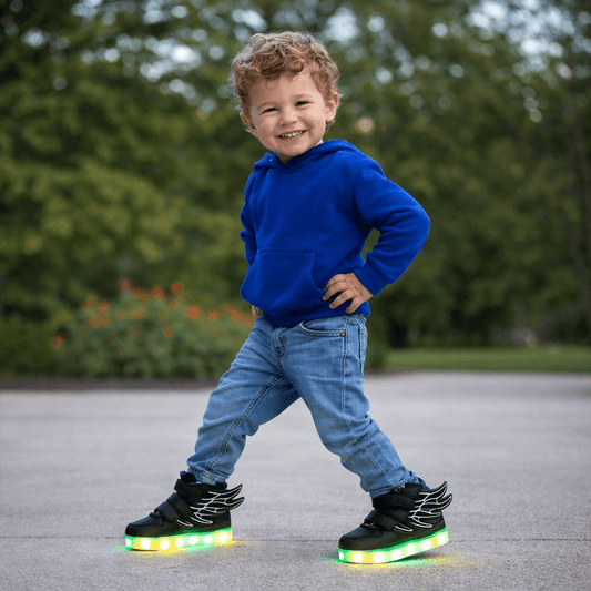 LED Light-Up Wing Sneakers for Kids – USB Rechargeable Flashing Shoes with Angel Wings for Boys & Girls