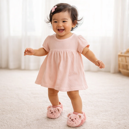 Plush Bear Baby First Walker Shoes – Soft, Non-Slip & Cozy (0–18 Months)