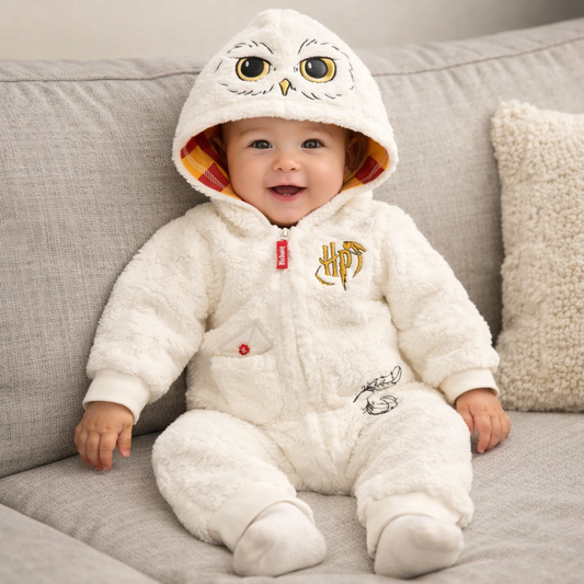 Kin & Nest Plush Owl Hooded Zip Coverall