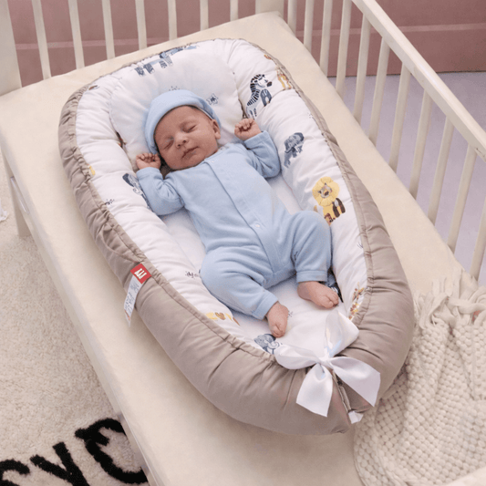 Portable Baby Nest Lounger with Pillow – Soft Cotton Snuggle Bed for Newborns & Infants