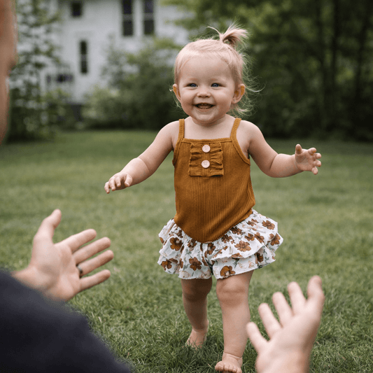 Baby Girl Ribbed Romper & Ruffle Skirt Set