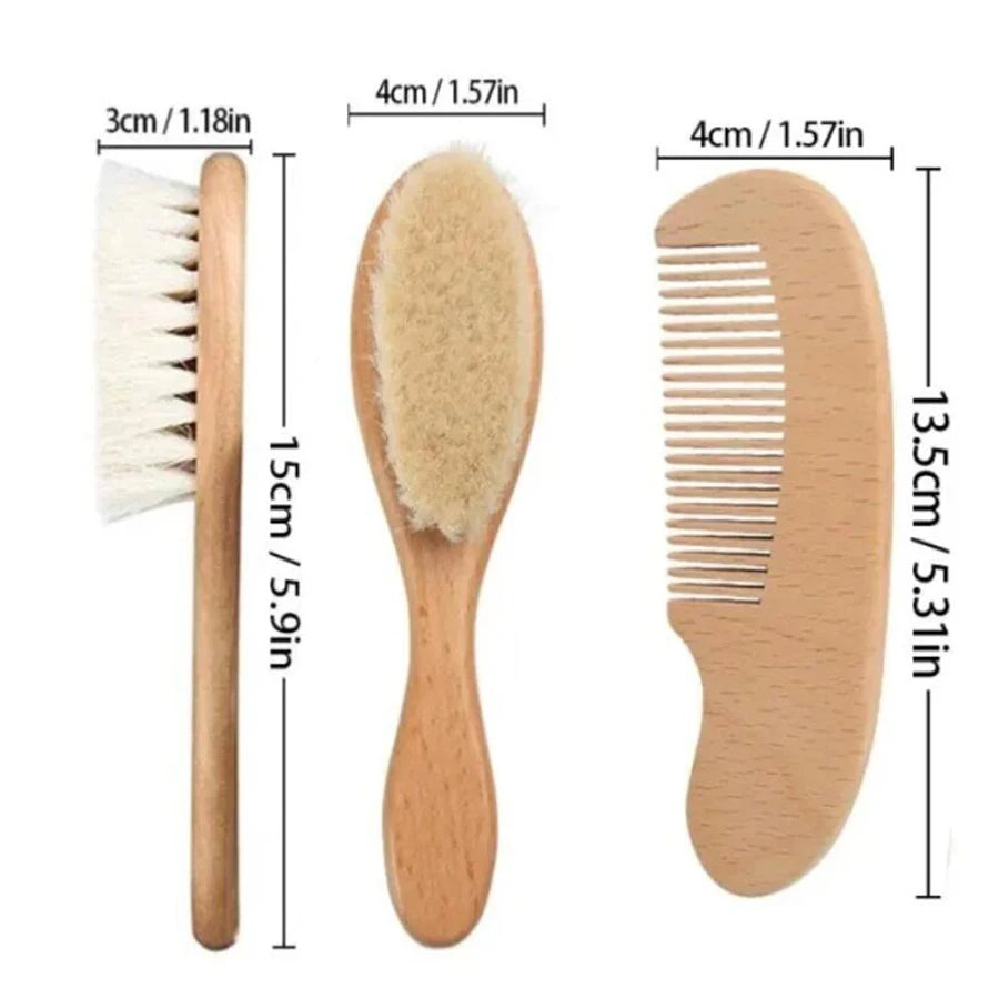 Natural Wooden Baby Hair Brush & Comb Set – 2 Pieces