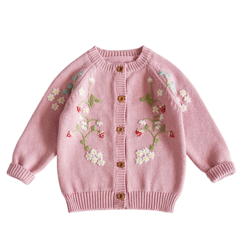 Baby & Toddler Girls Cotton Knit Cardigan (2β6 Years) β Button-Front Sweater with Duck Embroidery