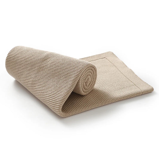 Textured Cotton Knit Baby Blanket in Soft Neutral Colors
