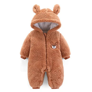 Plush Bear-Ear Fleece Baby Romper