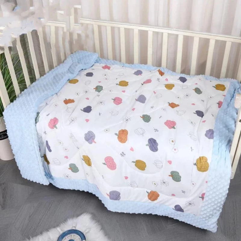 Cartoon Dinosaur & Animal Print Reversible Baby Blanket
