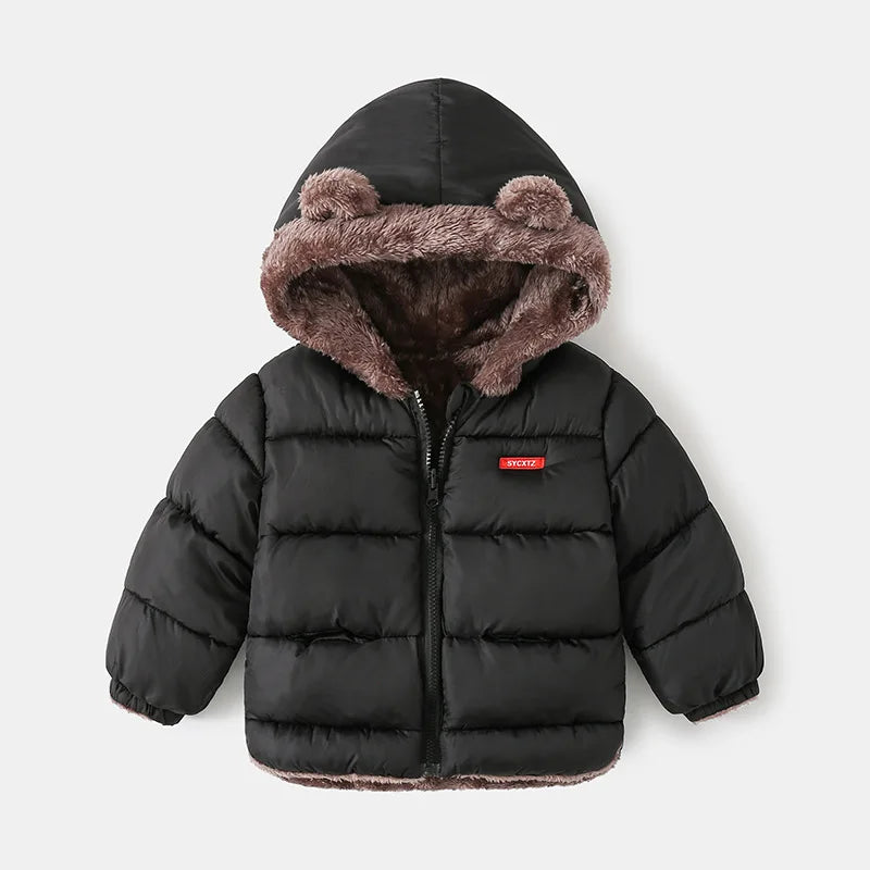 Faux-Fur Bear Hood Puffer Jacket for Kids