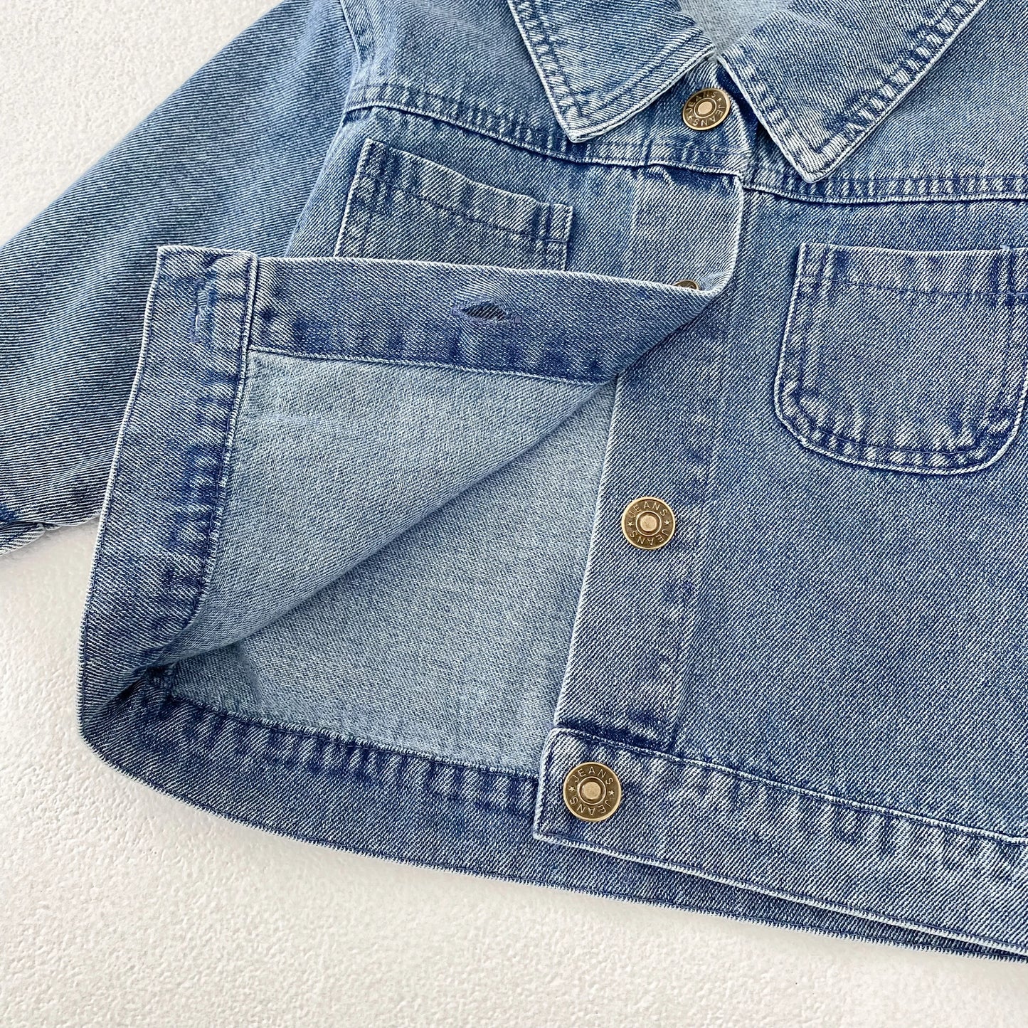 Baby Denim Jacket with Double Pockets β Soft Cotton Button Jacket (Ages 6β24 Months)