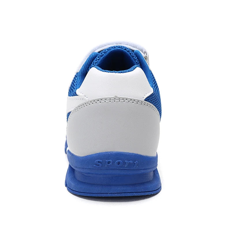 Blue Mesh Hook-and-Loop Sneakers for Boys