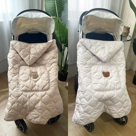 Cozy Hooded Baby Stroller Blanket & Carrier Cover – Quilted Swaddle Wrap for Newborns (Autumn–Winter)