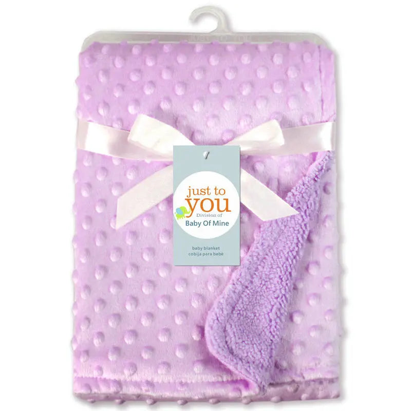 Raised Dot Plush Baby Blanket with Sherpa Fleece Backing