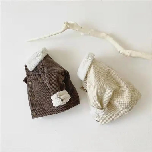 Sherpa Collar Corduroy Button Jacket for Boys