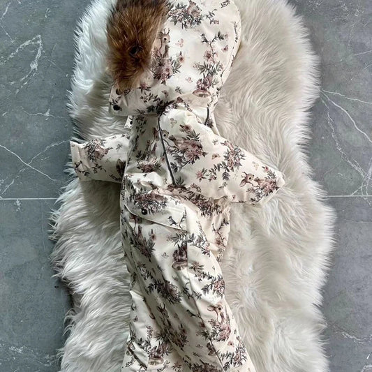 Floral Woodland Hooded Winter Snowsuit for Baby Girls