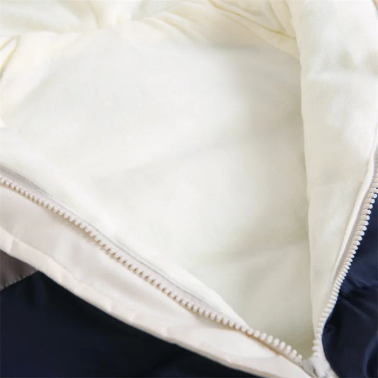 Colorblock Bear-Ear Hooded Padded Baby Snowsuit