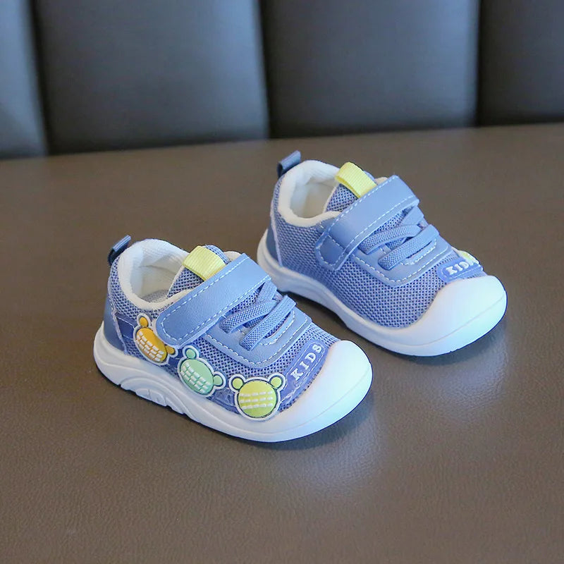 Colorful Bear Accent Baby & Toddler Sneakers with Breathable Mesh
