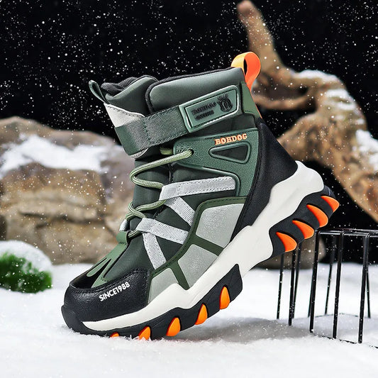 High-Top Hook-and-Loop Outdoor Boots for Boys