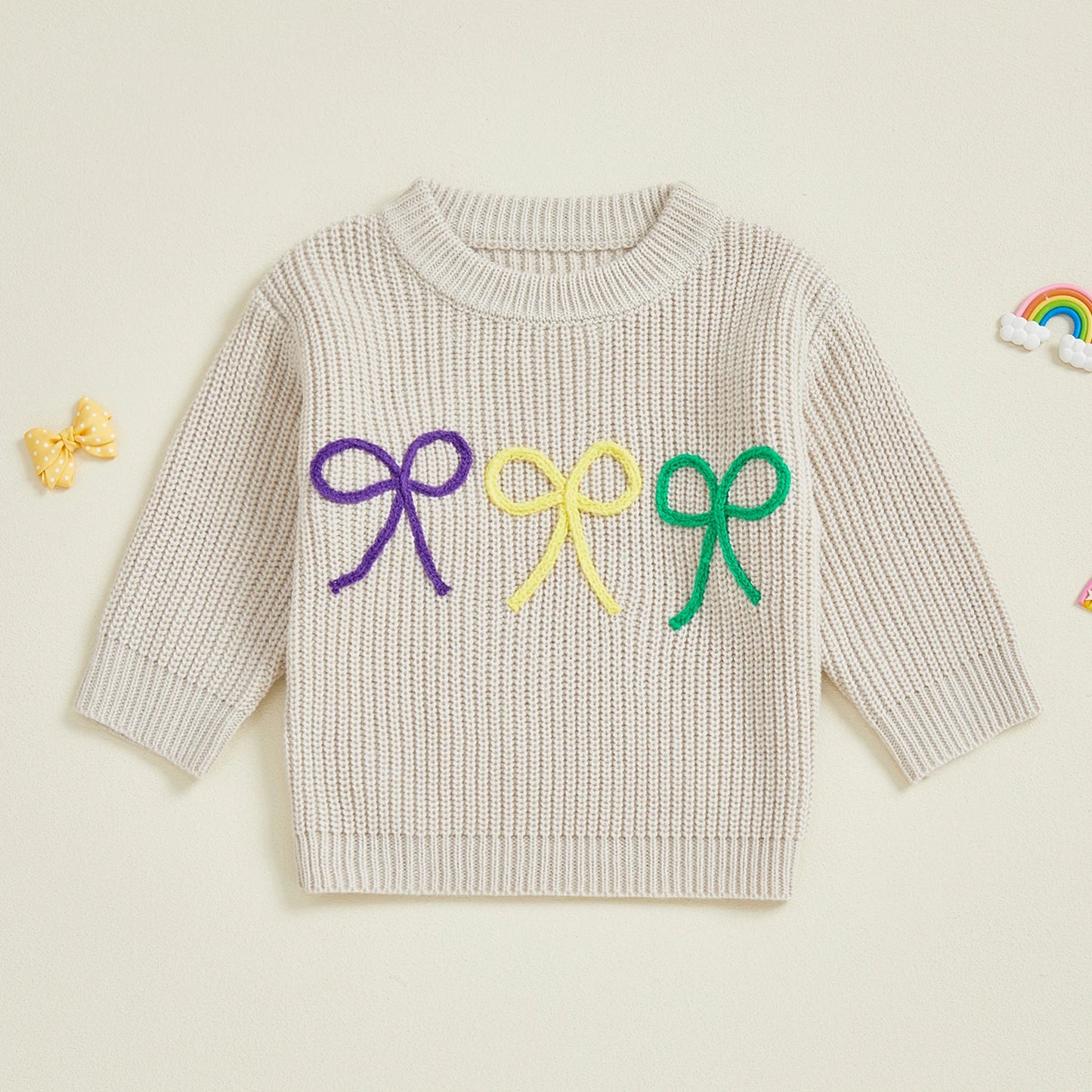 Embroidered Bow Knit Sweater for babies, Toddlers & Little Kids